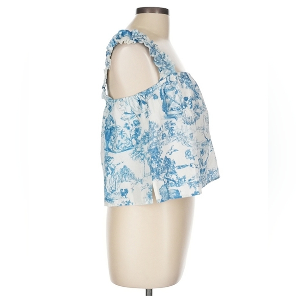 Gianni Bini Blue Toile Cropped Top – Large - NWT - Picture 6 of 8
